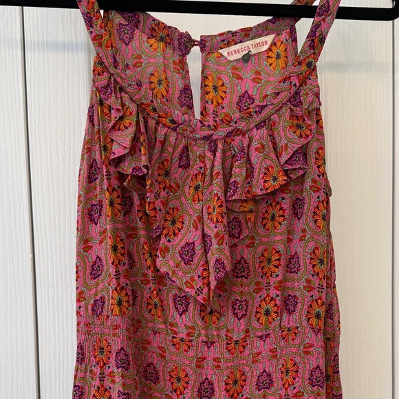 Rebecca Taylor Dresses & Skirts - Rebecca Taylor Silk Floral Ruffle Tiered Mini Dress Pink Boho Sleeveless